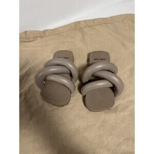 Yume Yume Shoes Womens Size 37 Taupe Brown Camp Slide Sandals Padded Knot Style